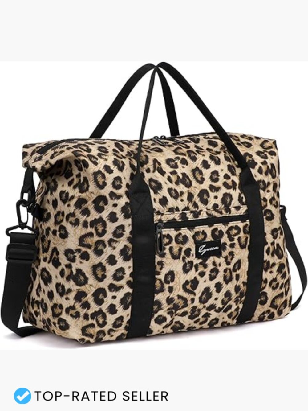 Foldable Leopard Print Travel Duffel Bag Waterproof Weekend Carry On Gym Bag